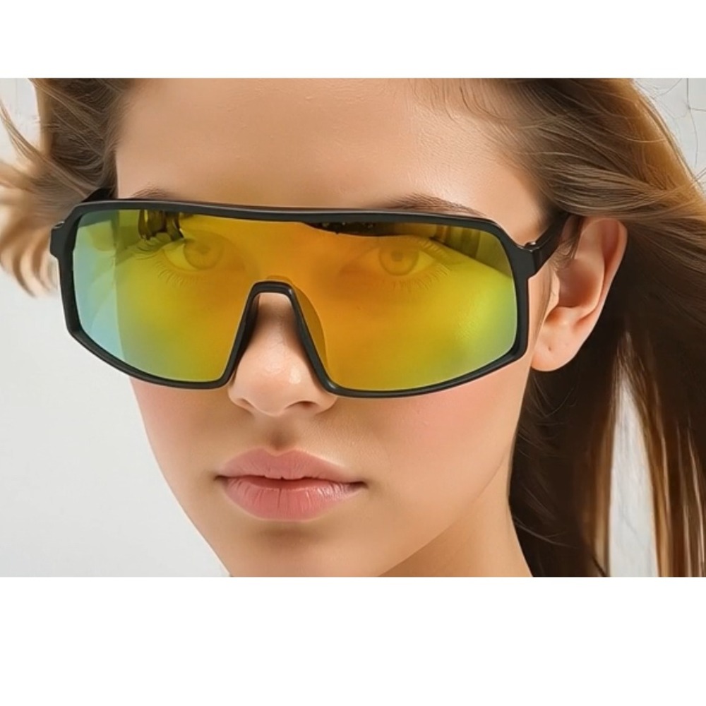 Oversized Shield Sunglasses Fire‎ Mirrored Lens Sporty Fashion Sun Glasses Men